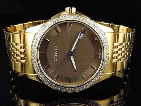 gucci mens gold watches|men's black diamond Gucci watch.